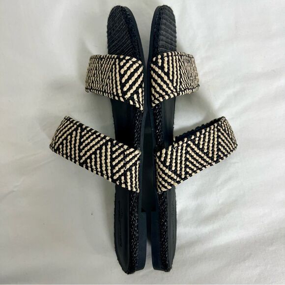 UNIVERSAL THREAD NWOT Woven Slide Sandal Flat Double Strap Black Cream Size 7 - Picture 7 of 10